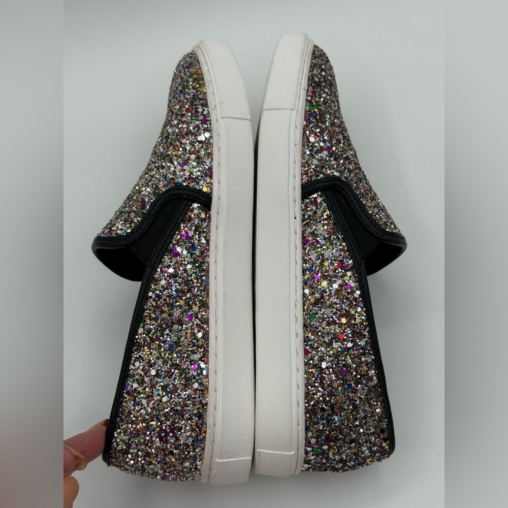Steve Madden Ecentrog Leather Trim Multicolor Sparkly-Glitter Slip On Sneakers - Picture 5 of 16